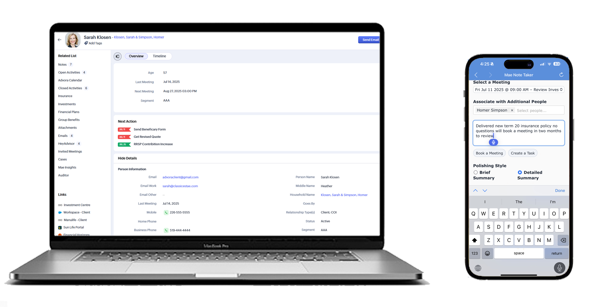 advisoriQ on desktop and mobile